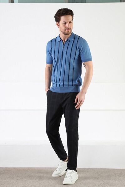 Ferraro A.airman Zippered Polo Collar 100% Cotton Men's Knitwear T-shirt