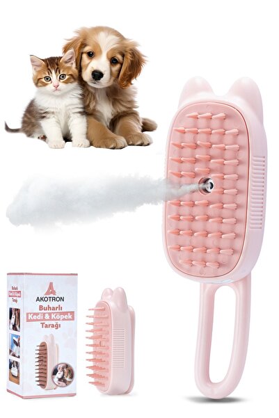 akotron Buharlı Kedi Köpek Tarağı Pembe | Evcil Hayvan Masaj Temizleme Fırças...