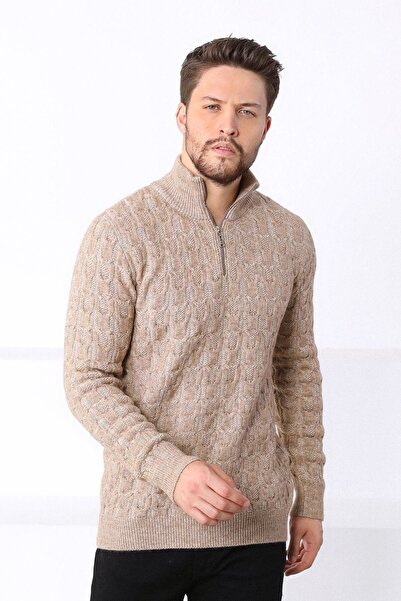 Ferraro Ανδρικό πλεκτό πουλόβερ με γιακά Camel