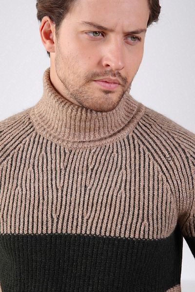 Ferraro Πουλόβερ από μαλλί αλπακά με ζιβάγκο Camel Khaki