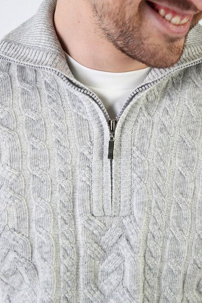 Ferraro Ανδρικό πουλόβερ A.grey με φερμουάρ 100% Lambswool