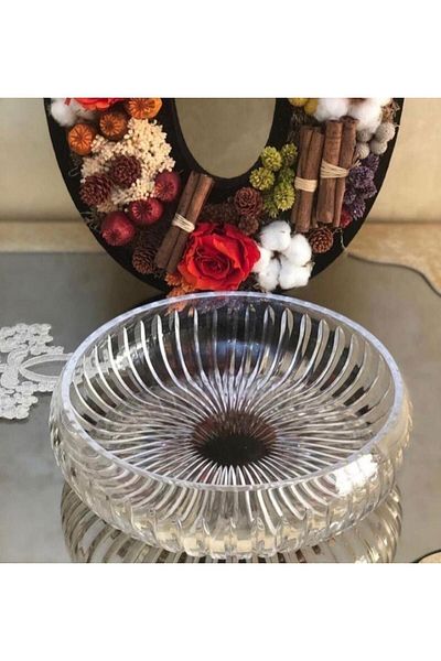 AYZ HOME Round Cut Crystal Presentation Holder 22cm