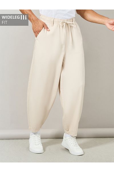 Styli Premium Cotton Slub Cotton Wide Leg Pants