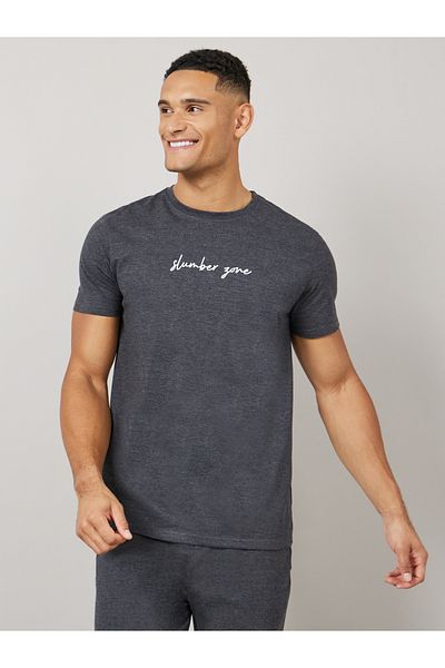 Styli Chest Print Crew Neck T-Shirt and Pyjama Set