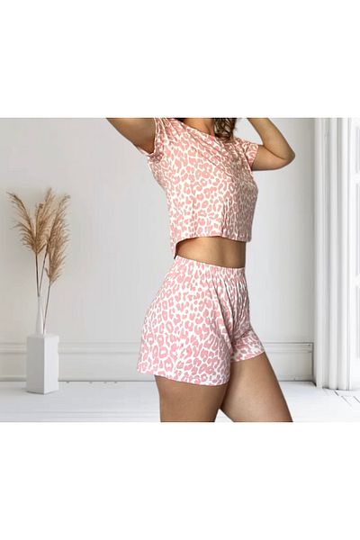 Merlot Knitted T-Shirt and Shorts Pajama Set
