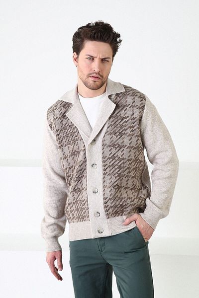 Ferraro A.beige Buttoned 100% Lamb Wool Men's Jacket