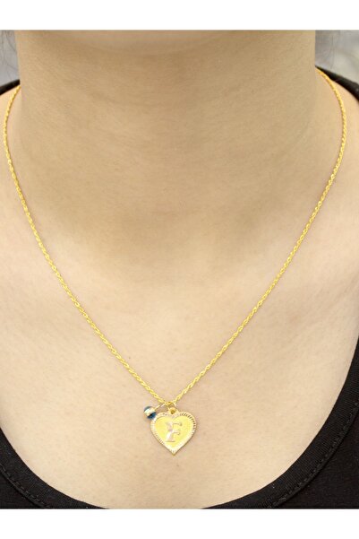ZEYNEPLİ GOLD 14 Ayar Altın Kalpli F Harfli Kolye