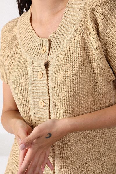Ferraro Cardigan de damă bej cu gât rotund