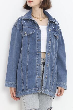VEL ZADE Kad n Mavi Ta lemeli Ta Detayl Du meli Boyfriend Jean Ceket Oversize Kot Ceket Mavi 10003 Fiyat Yorumlar Trendyol