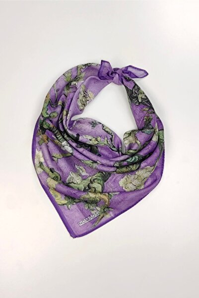 Nomads Felt Mor Fular Bandana | 55x55 Cm | Van Gogh Badem Ağacı
