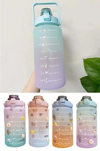 NEBİL HOME 2l Tritan Sports Gym Water Bottle - Motivational, Bpa Free and Water Bottle