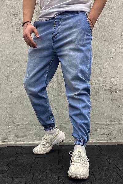 Denim Shorty Jogger Blue Color Elastic Leg Jeans
