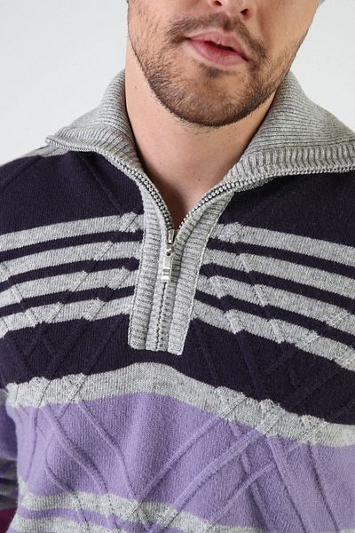 Ferraro Ανδρικό πουλόβερ A.grey με φερμουάρ 100% Lambswool
