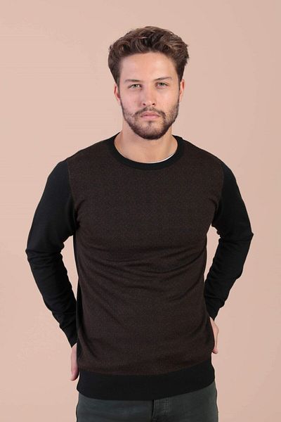 Ferraro Pulover negru din lână superfină pentru bărbați