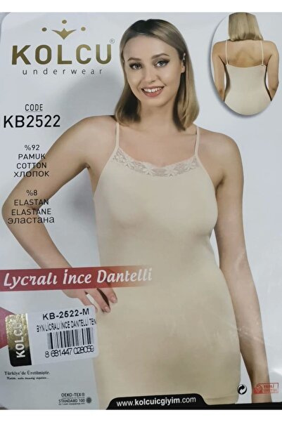 Kolcu İnce Askılı Dantelli Likralı Atlet Kb2521-ten