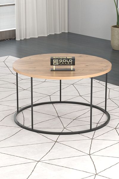 GOLDFALEZ Terra LUX Round Coffee Table - Modern Walnut Living Room Table (27.5" Wide)