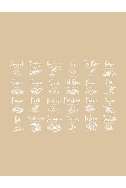 Vienev 4 Pieces White Silk Screen Spice Label
