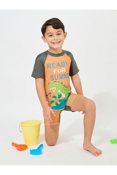 Styli Dinosaur Print Swimsuit with Cap Set