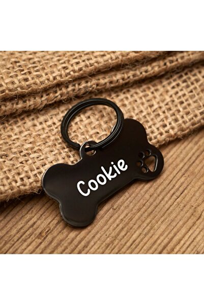 PATİMİO Isme Özel Çelik Kedi Köpek Isimlik Künyesi Black