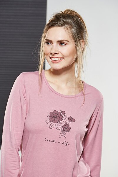 PJS Women's Round Collar Pajama Set 21136