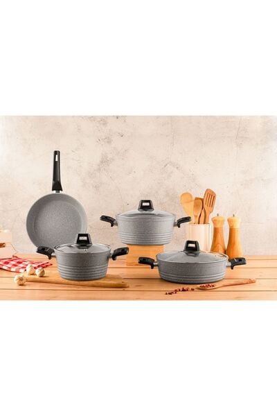 ÖZLİFE FULYA 7 Parça Granit Set Gri