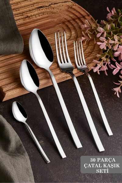 Tugomer 6 Kişilik 30 Parça Pera Çatal Kaşık Seti - Günlük Sade Tasarım Çatal ...