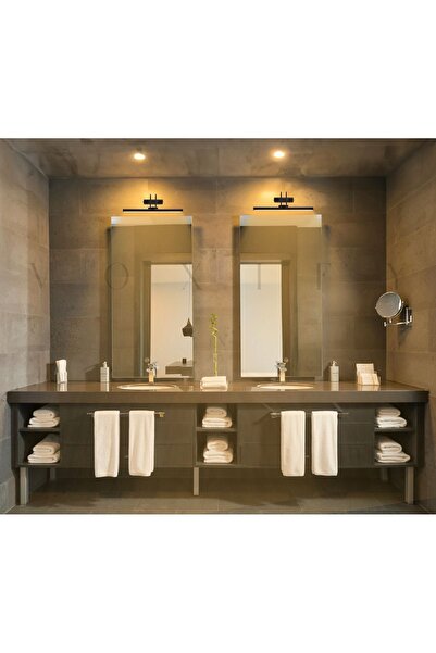 Voxify Mat Siyah Gün Işığı (Sarı) Banyo Duvar Ayna Tablo Aydınlatması Flüt Aplik Kuğu Aplik Ledli Aplik