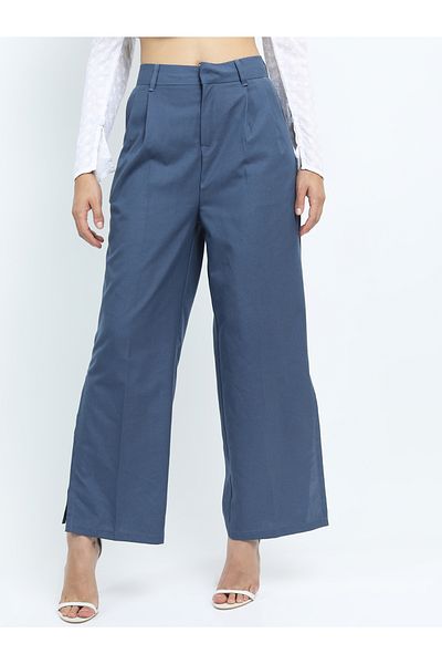 Tokyo Talkies By Styli Solid Straight Fit Trouser with Side Slit