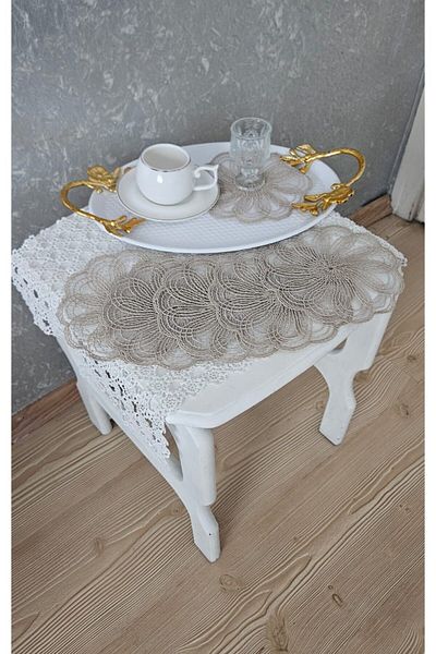 ZESA HOME 6-Piece Stylish Brown Color Guipure Tulle Napkins