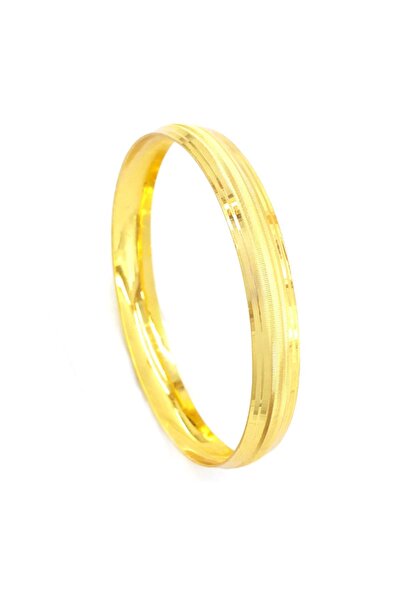 Bz Bilezik Altın Kaplama – 22 Ayar 0.8 Cm Dik Çizgili Model (BLZ-3052)