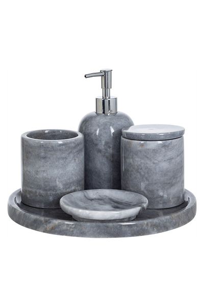 Mudo Home Marble Gray 5 Piece Bathroom Set