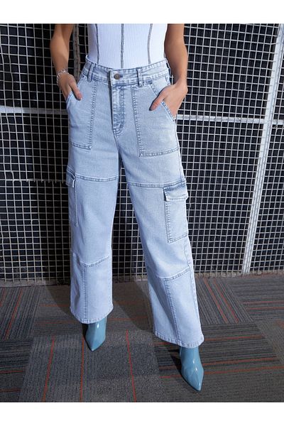 Sassafras By Styli Cargo Straight Jeans with Belt Loops