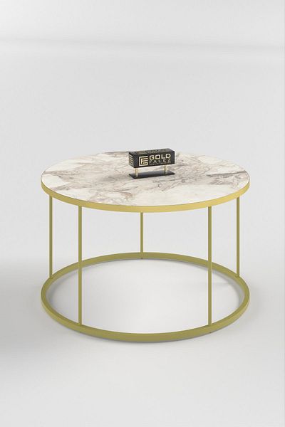 GOLDFALEZ Terra LUX Round Coffee Table - Modern Walnut Living Room Table (27.5" Wide)
