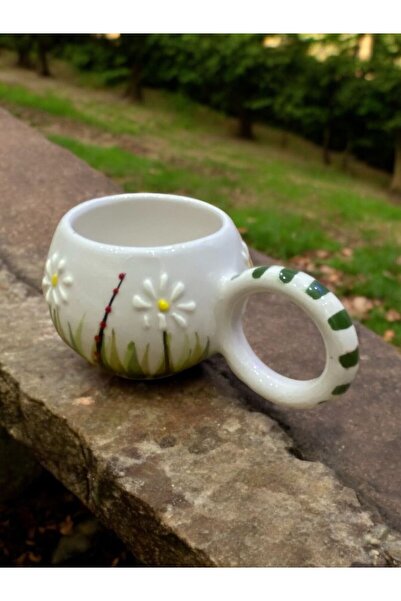 SeraCEY Grass Patterned Handmade Embossed Ceramic Bubble Mug