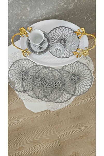 ZESA HOME 6-Piece Brown Stylish Guipure Tulle Napkins