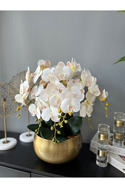 LİLOTEHOME YAPAY LUXURY ORKİDE 10 DAL ISLAK KIRIK BEYAZ JAPON MODEL ESKİTME M...