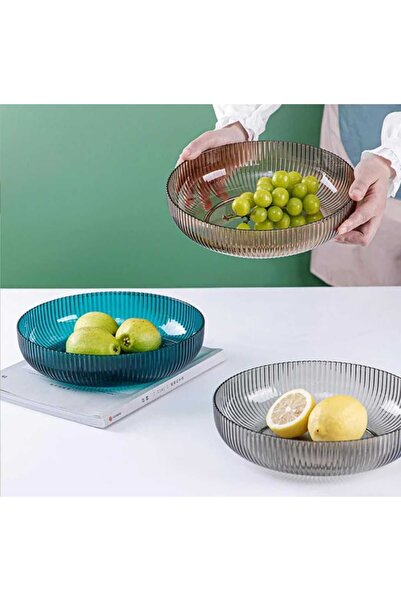 Purelegant 28 Cm Gray Plastic Fruit Pot Salad Plate - Serving Serving