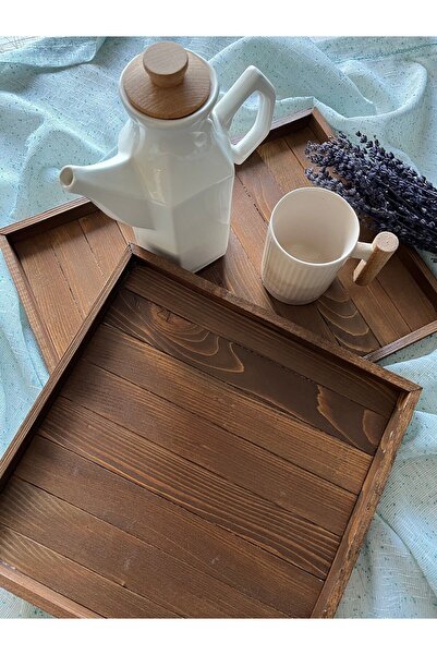 woodalbuba Set of 2 Decorative Wooden Kitchen Presentation Trays