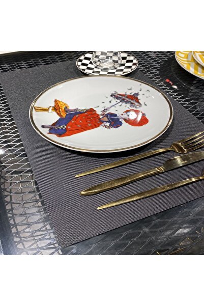 RossaHome طقم روسا مكون من 4 قطع باللون الأسود المدخن - 30*45