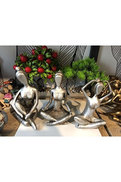 Atak Hediyelik Dekoratif 3’lü yogacı kızlar biblo seti polyester