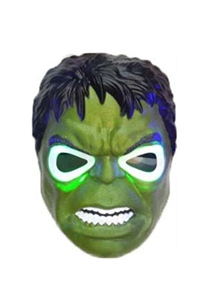 LRS STORE Avangers Pilli Işıklı Hulk Maskesi 4-12 Yaş Yüksek Kalite Yeşil Dev