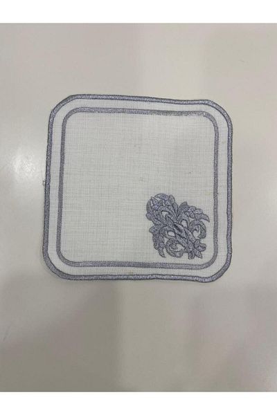 İNCİ ÇEYİZ 6 bucăți de țesătură din in, brodate cu broderie de cafea și coaster.