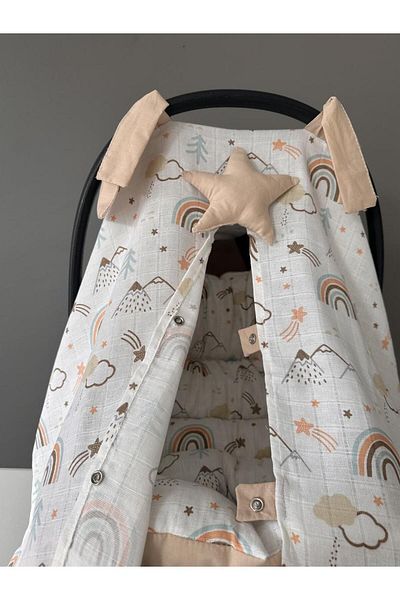 Jaju Baby Mountain Muslin Fabric Organic Stroller Cover and Cushion