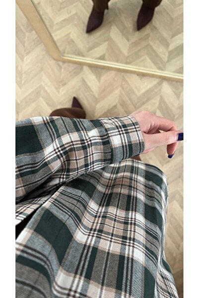 Jose Clothing Plaid Patterned Relaxed Fit Women's Shirt - Long Sleeve