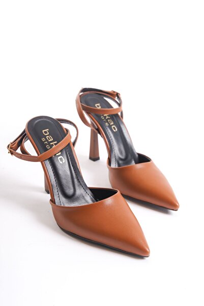 bakacstore Tan dámské boty na podpatku - zadní pásek