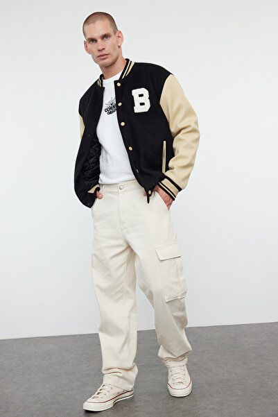 Trendyol Collection Pánské pytlovité kalhoty – Stone, Cargo Pocket, TMNSS24PL00021