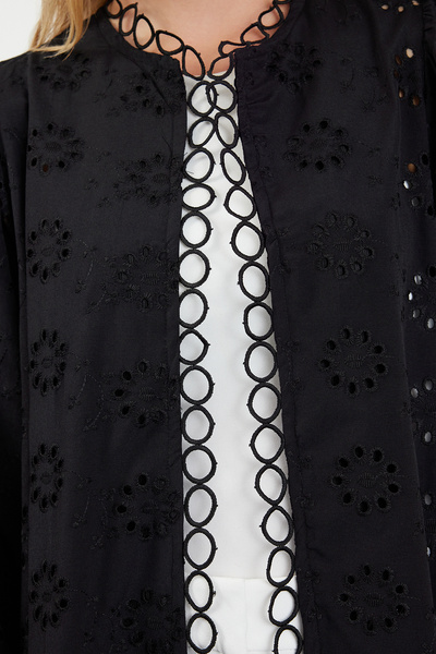 Trendyol Modest Black Linen Brode - Čepice, Ferace a Abaya TCTSS24KF00052