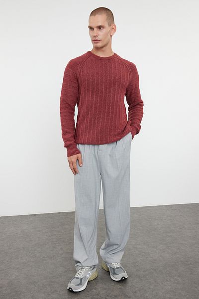 Trendyol Collection Pulover din tricotaje texturate trandafiri uscate - decolteu turn TMNAW25KZ00034
