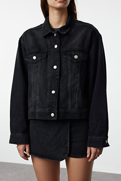 Trendyol Collection Denim Black Trucker Jacket - TWOAW25CE00003