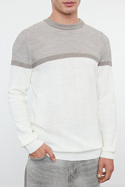 Trendyol Collection Πλεκτό πουλόβερ Color Block Slim Fit Crew Neck - TMNAW25KZ00018